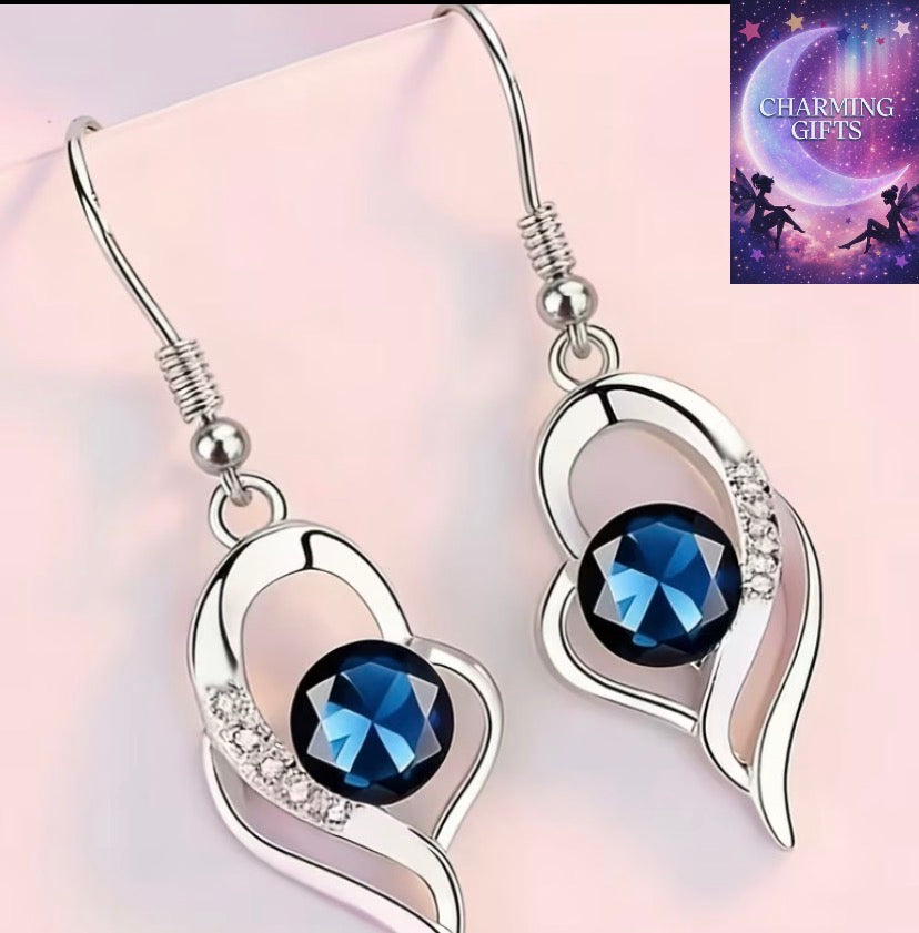 Exquisite Heart-Shaped Multicolor Sparkling Rhinestone Earrings with Dynamic Ear Hooks