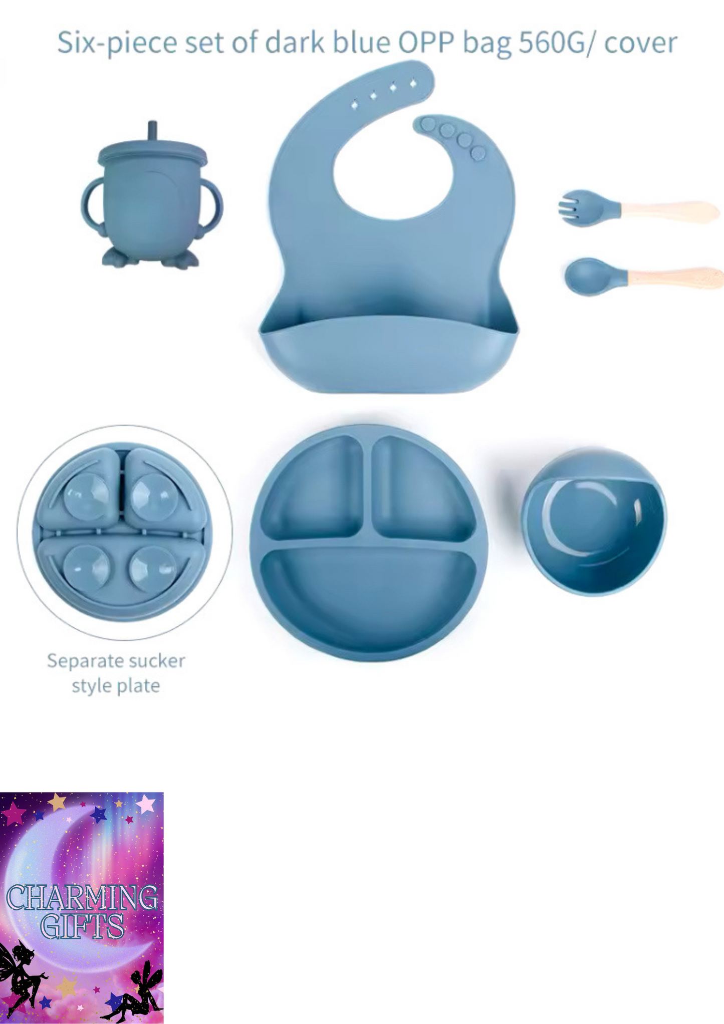 6 PCS Baby Meal Set Silicone Set Childrens Meal Training Set Cutlery