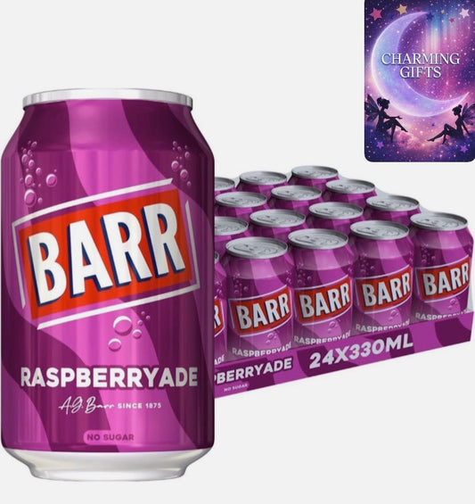 Rasberryade 24 pack Fizzy Drink Cans, No Sugar, 24 x 330 ML
