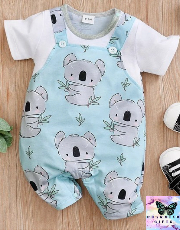 Newborn Baby Clothes Girl Boy koala print Jumpsuit Summer Short Sleeve Romper 0-18 Month Infant Toddler Pajamas One Piece Outfit