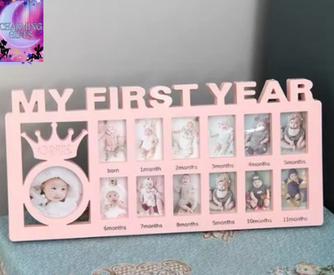 Baby photo frame newborn 0-12 months growth milestone commemorative photo frame PP plastic material baby photography props