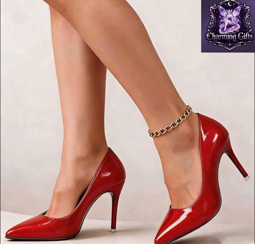 Women's Pointed Toe Stiletto High Heels - Patent Leather Classic Pumps, Non Slip Dress Heels for Wedding, Party & Office Wear