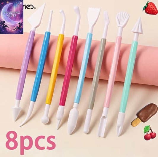 8pcs Marie's Air Dry Clay Tools for Adults - Complete Pottery & Polymer Clay Sculpting Kit with Shaping, Smoothing,, Joining & Texturing Tools - Ideal for DIY, Polymer Clay Creations - Suitable for Artists & Craft Lovers, Gift (Assorted Colors)