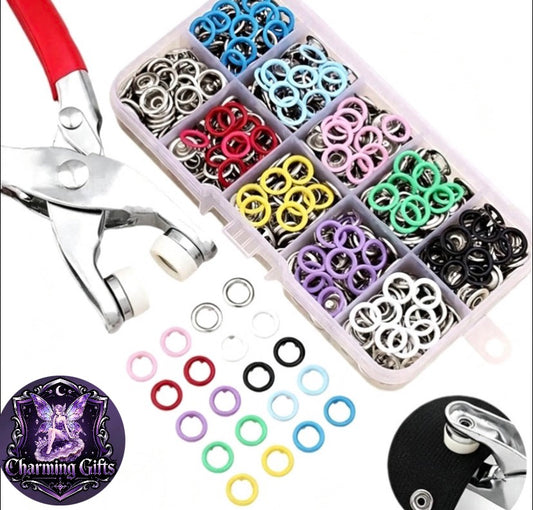 Including 100pcs Invisible Colored Metal Buckle & 1 Count Manual Pressure Pliers,Household Sewing Accessories for DIY Handicraft Clothing & Hat,Buttons & Pliers Tool Kit,Seamless Stitching Sewing Kit Tools,Sewing Supplies Crafts.