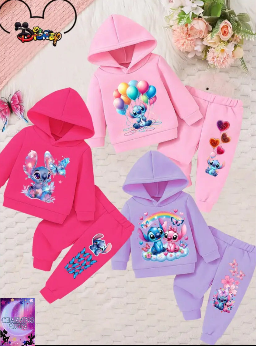 Disney 6pcs Baby Cartoon Hoodie Set, Adorable and Cozy, High-Quality Fabric, Warm and Comfortable, Perfect for Autumn and Winter Playtime, Casual Wear, Perfect for Outdoor