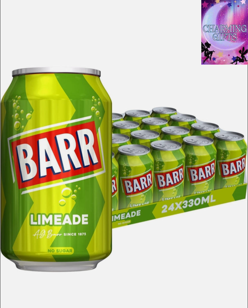 Barr Limeade 24  pack Fizzy Drink Cans, No Sugar, 24 x 330 ML