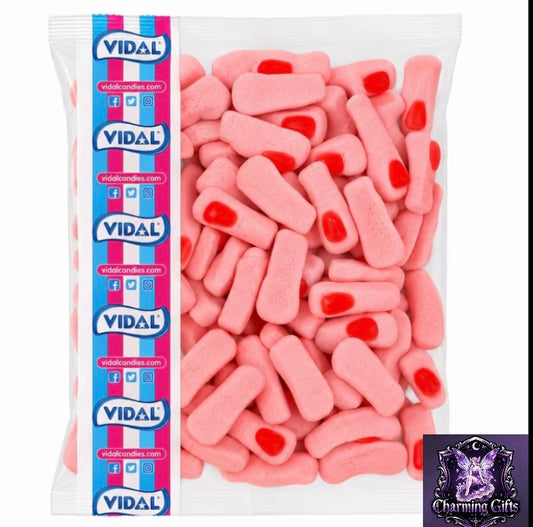 Vidal Gluten-Free Mis-Shaped Strawberry Big Foam Toes 1kg Cheap Bulk Bag
