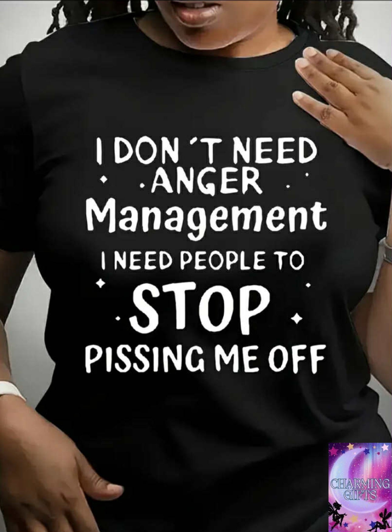 I Don’t Need  Anger Management Letter Print T-Shirt] Plus Size Letter Print Casual T-Shirt for Spring And Summer