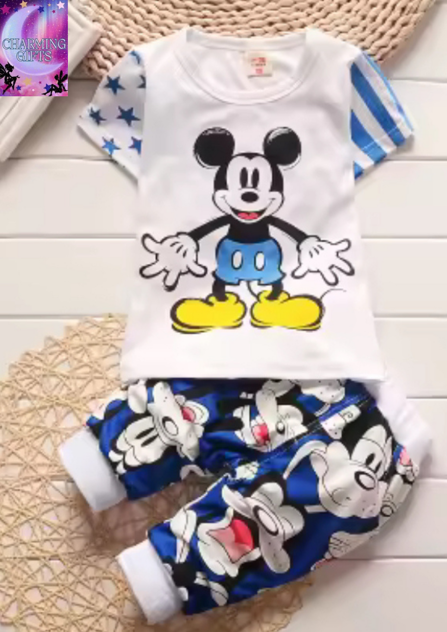Summer Baby Boys Girls Mickey Mouse Clothing Sets Children Fashion Cartoon T Shirt+ Shorts Suit Toddle Kids Infant Sport Clothes