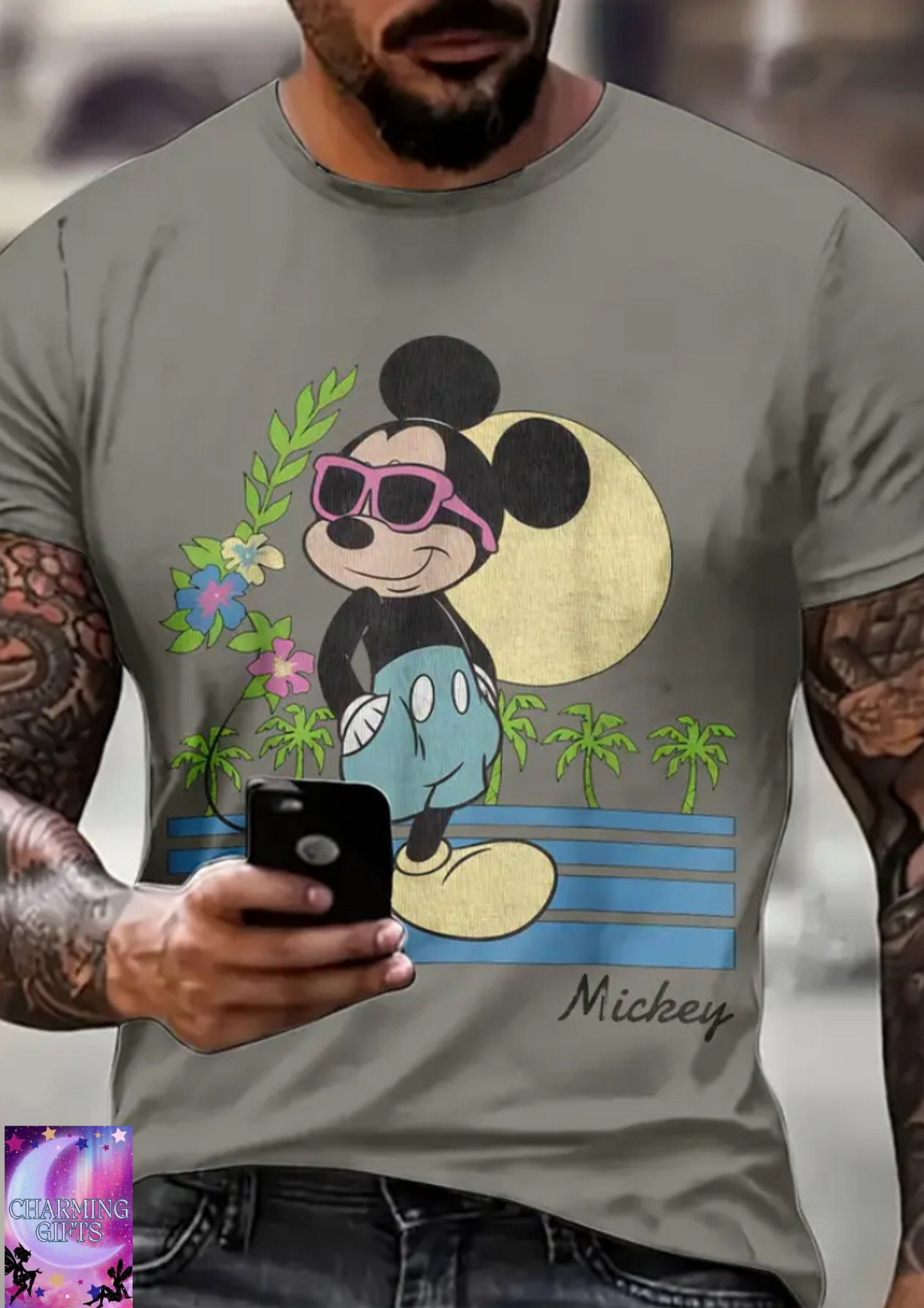 Disney Mickey and Friends Vintage Beach 3D Print T-Shirt