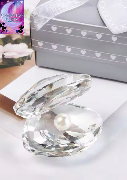 Home Decoration Exquisite Crystal Pearl Clam Creative Unique Crystal Crafts Artificial Desktop Ornament Wedding