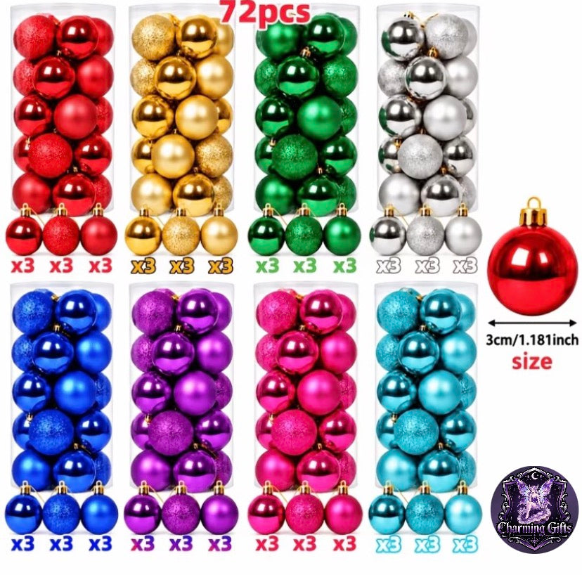 ✨ 72pcs Mixed‑Colour Christmas Ball Ornament Set ✨