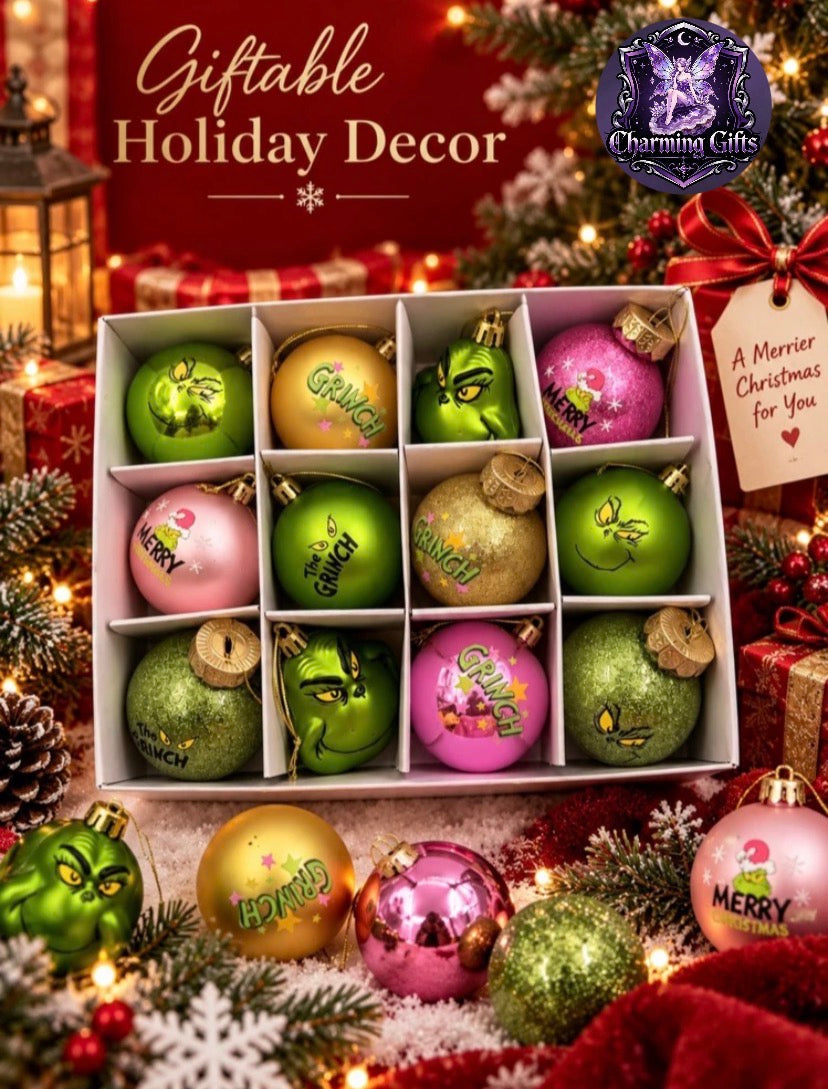 🎄 The Grinch 12‑Piece Hanging Ornament Set 🟢