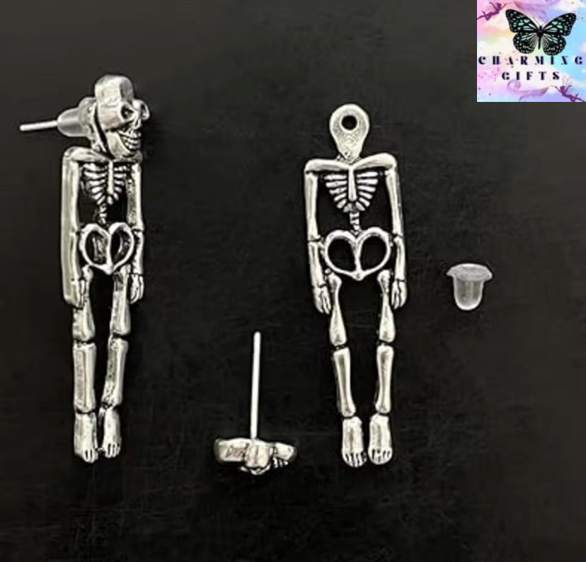 Punk Halloween Earrings for Women Spooky Skull Skeleton Dangle Earrings Women Halloween Party Earrings for Halloween Accessories