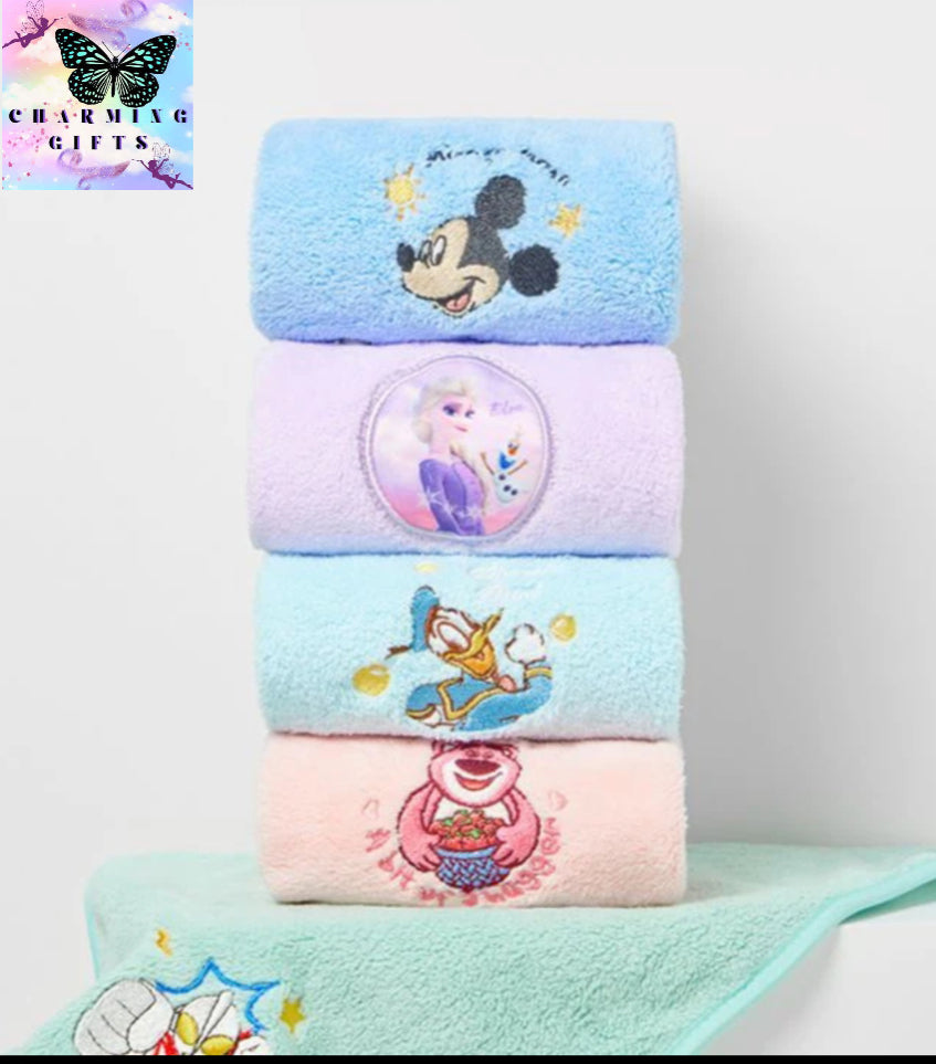 MINISO Disney Mickey Mouse Cartoon Cotton Bath Towels Lotso Kawaiil Children's Microfiber Bath Towel Donald Duck Face Towel