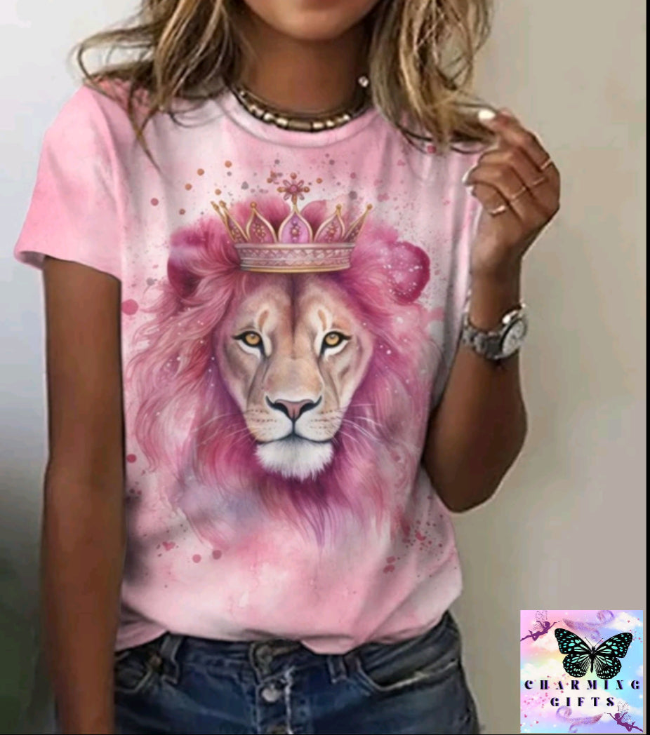 Summer New Women's T-shirts Funny Animal Print Short Sleeves Tees Fashion Street T shirt Daily Casual Female Clothing Tops