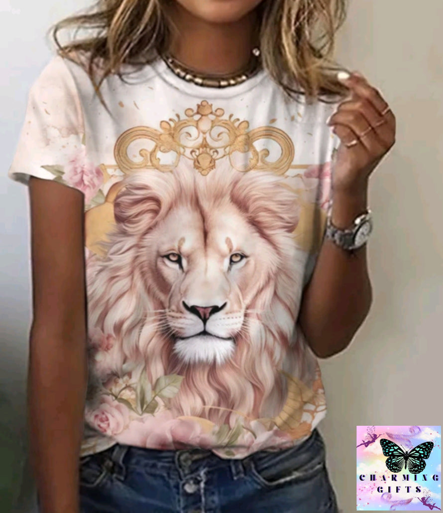 Summer New Women's T-shirts Funny Animal Print Short Sleeves Tees Fashion Street T shirt Daily Casual Female Clothing Tops