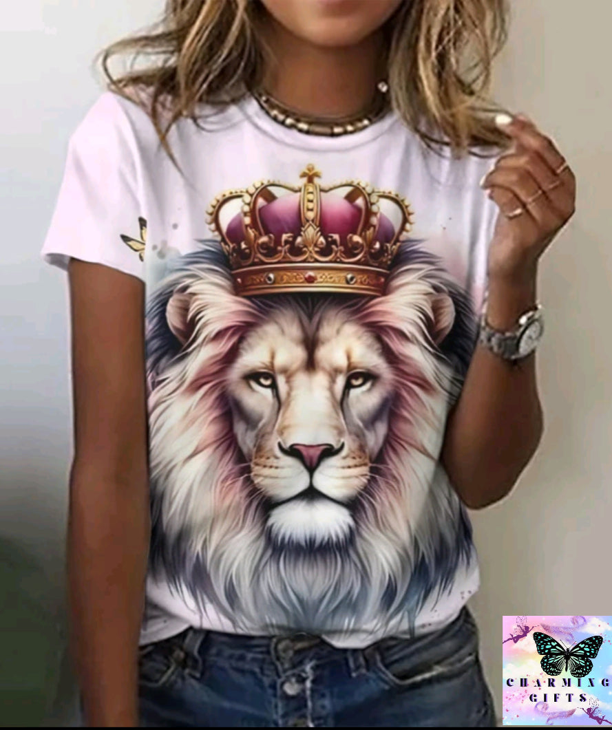 Summer New Women's T-shirts Funny Animal Print Short Sleeves Tees Fashion Street T shirt Daily Casual Female Clothing Tops