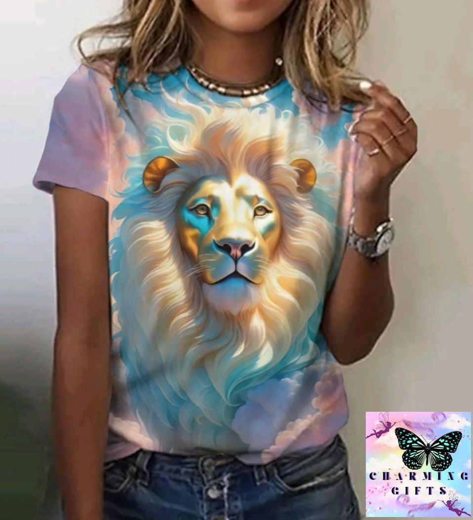 Summer New Women's T-shirts Funny Animal Print Short Sleeves Tees Fashion Street T shirt Daily Casual Female Clothing Tops