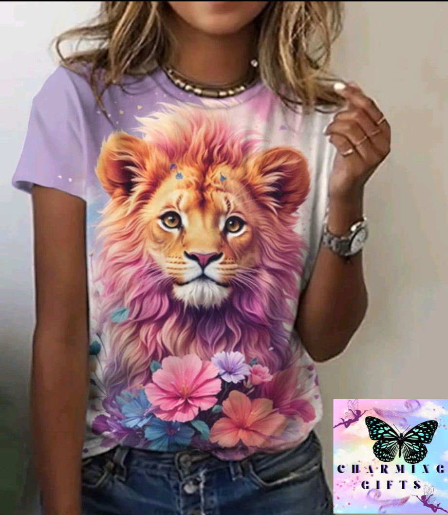 Summer New Women's T-shirts Funny Animal Print Short Sleeves Tees Fashion Street T shirt Daily Casual Female Clothing Tops