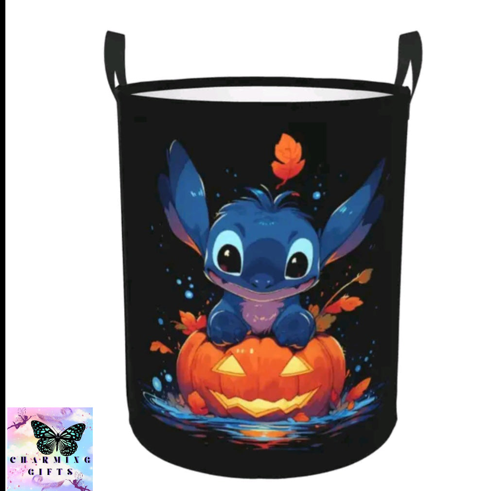 Stitch Angel Laundry Hamper Large Clothes Storage Basket Disney Anime Toy Bin Organizer for Kids