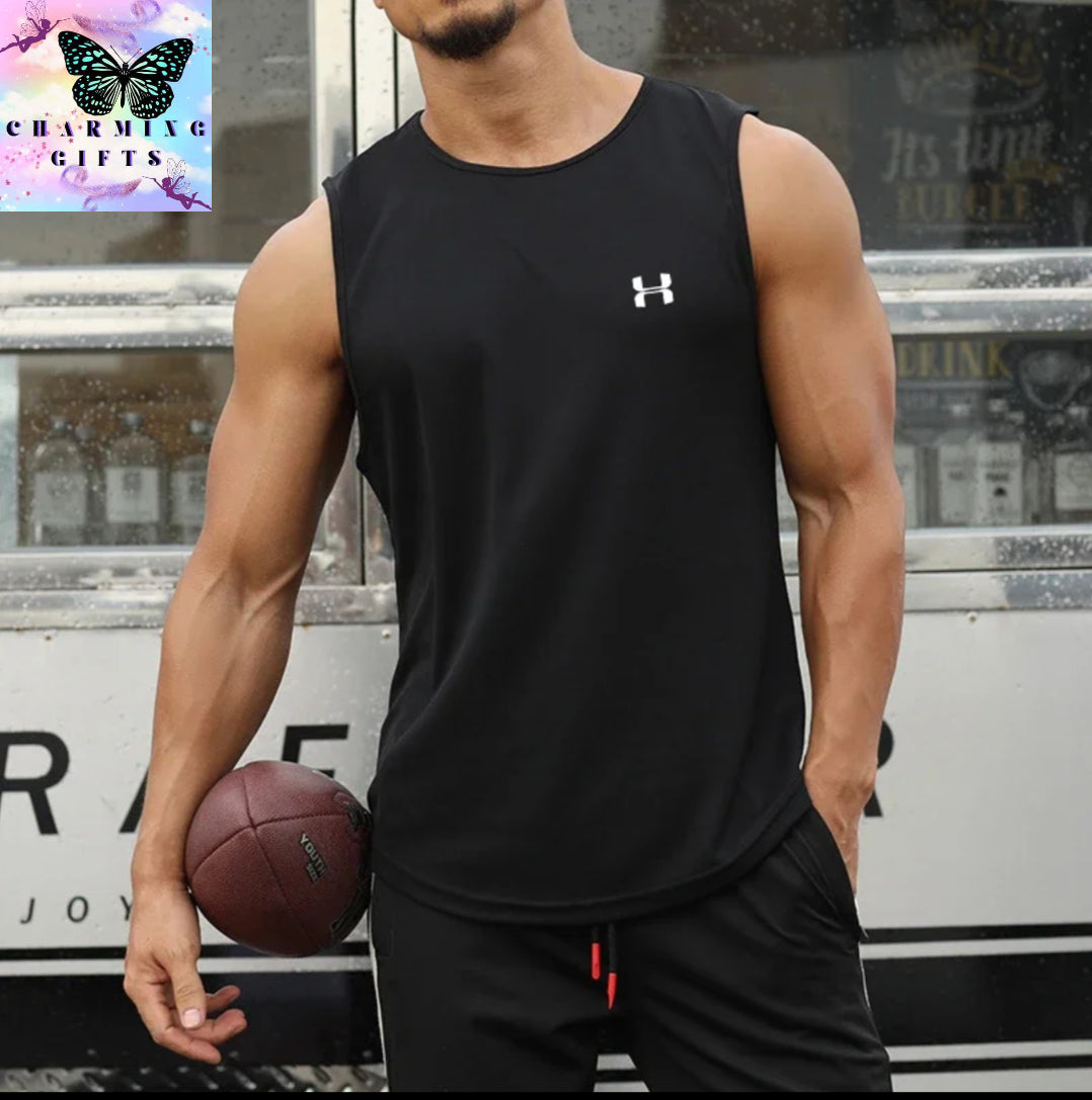 Summer Men's Mesh Bodybuilding Tank Tops Quick Dry Fitness Sports Vest Basketball Sleeveless Shirt Fitness Brand Printed Vest