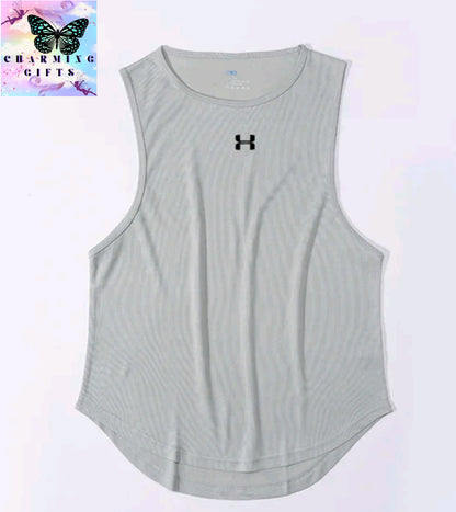 Summer Men's Mesh Bodybuilding Tank Tops Quick Dry Fitness Sports Vest Basketball Sleeveless Shirt Fitness Brand Printed Vest