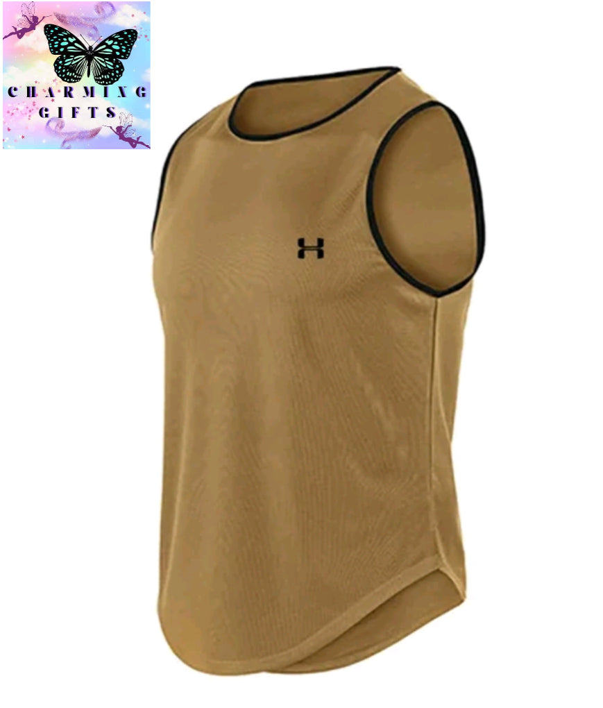 Summer Men's Mesh Bodybuilding Tank Tops Quick Dry Fitness Sports Vest Basketball Sleeveless Shirt Fitness Brand Printed Vest