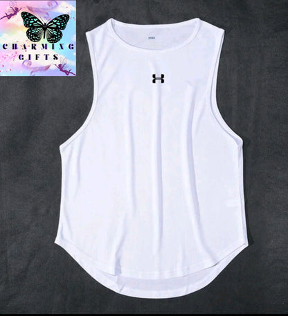 Summer Men's Mesh Bodybuilding Tank Tops Quick Dry Fitness Sports Vest Basketball Sleeveless Shirt Fitness Brand Printed Vest