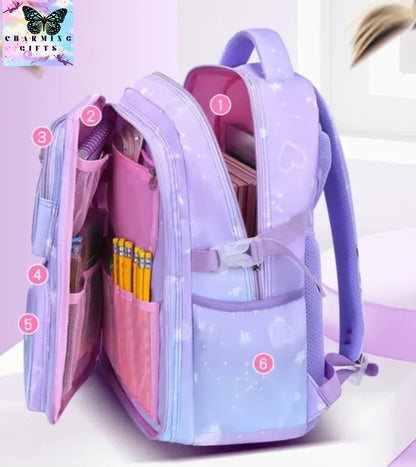 Primary Bow Knot Schoolbag With Rabbit Pendant For Girls Orthopaedics Kids Backpack Kawaii Waterproof School bag