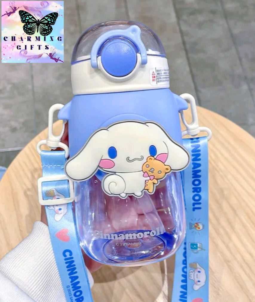 690ml Sanrio Large Capacity Water Bottle Cinnamoroll Kuromi My Melody Portable Straw Water Cup for Outdoor Sports Fitness