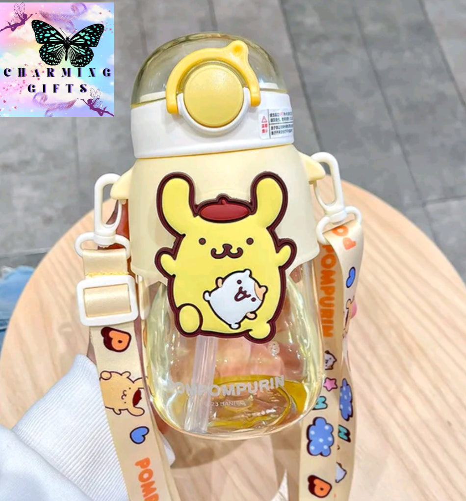 690ml Sanrio Large Capacity Water Bottle Cinnamoroll Kuromi My Melody Portable Straw Water Cup for Outdoor Sports Fitness