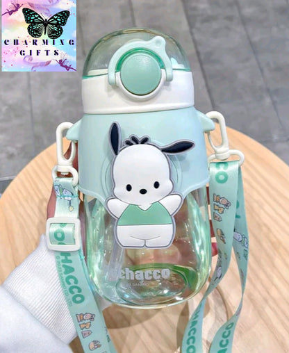 690ml Sanrio Large Capacity Water Bottle Cinnamoroll Kuromi My Melody Portable Straw Water Cup for Outdoor Sports Fitness