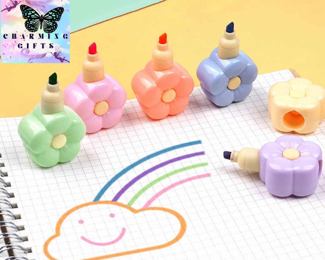 1 Pieces 5 Color Lytwtw's Cute Kawaii Flower Candy Color Highlighter Office School Supplies Gift