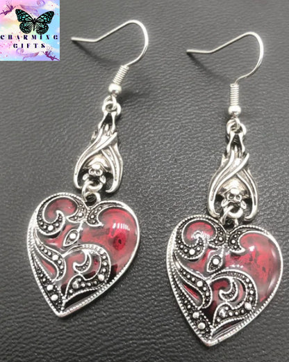 Gothic Mysterious Earrings Jewelry Blood Rose Heart-shaped Angel Pendant Earrings Ladies Retro Earrings