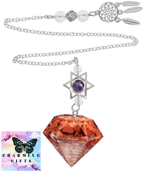 Natural Amethyst Pendant Reiki Chip Minerals Pendulum With Star Of David Dreamcatcher For Divination Biolocation Meditation Tool