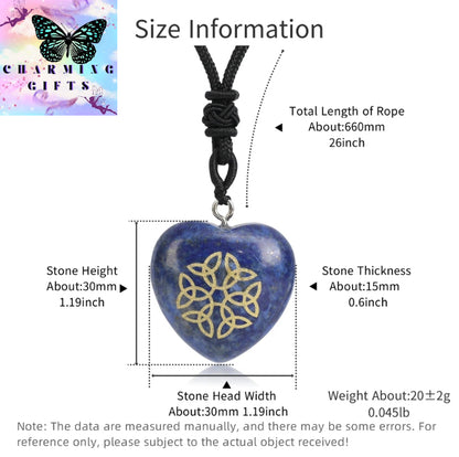 Natural Crystal Heart Pendants Triangle Northern Europe Tarot Triqueta Love Friendship Education Career Amulet Reiki Necklaces