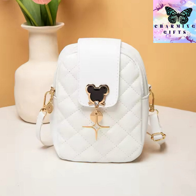 Disney Mickey Mouse Crossbody Bags for Women Fashion Diamond Embroidery Mobile Storage Bag Girls Casual Shoulder Bag Girls Gifts