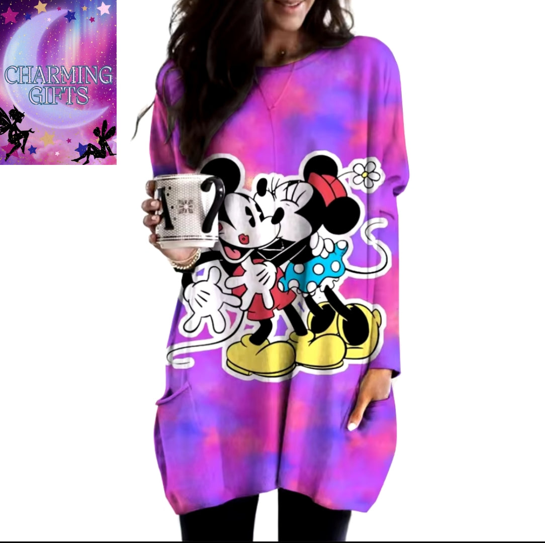 Minnie and micky mouse long pocket jumpers