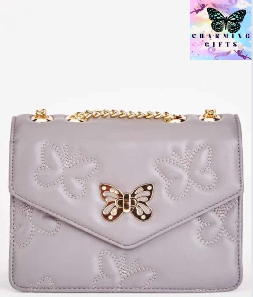 Butterfly Encrusted Flap Bag