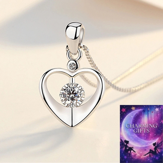925 Sterling Silver Crystal Love Heart Pendant Necklace