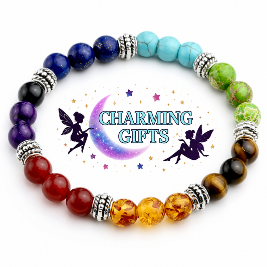 Reiki Blessed 7 Chakra Multicoloured Crystal Stones Bracelet